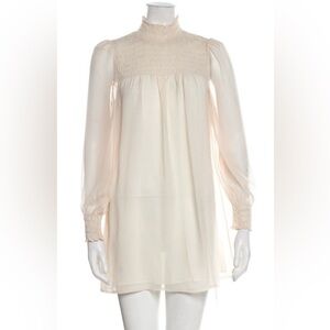 Reformation Elegant Cream Sheer Long Sleeve Dress in great used condition!